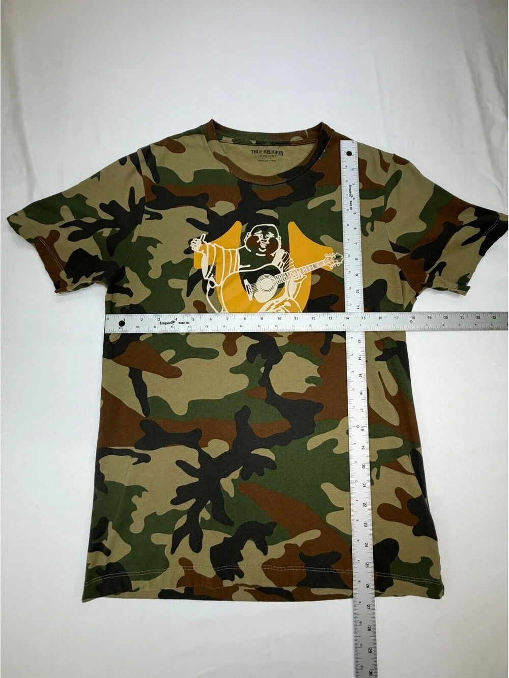 True Religion Men's T Shirt Short Sleeve Camouflage Crew Neck Size M Green